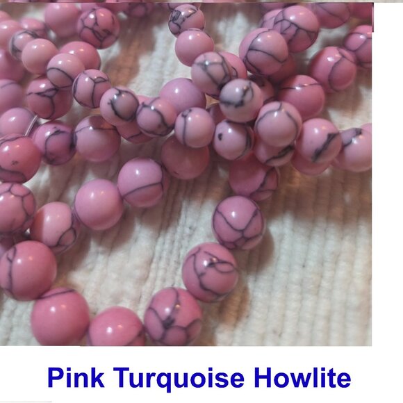 Pink Turquoise Howlite  Natural Stone15" Strand - Picture 1 of 3